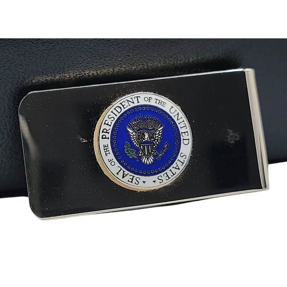Presidential Seal Money Clip United States Blue White Eagle Shield Gold Tone